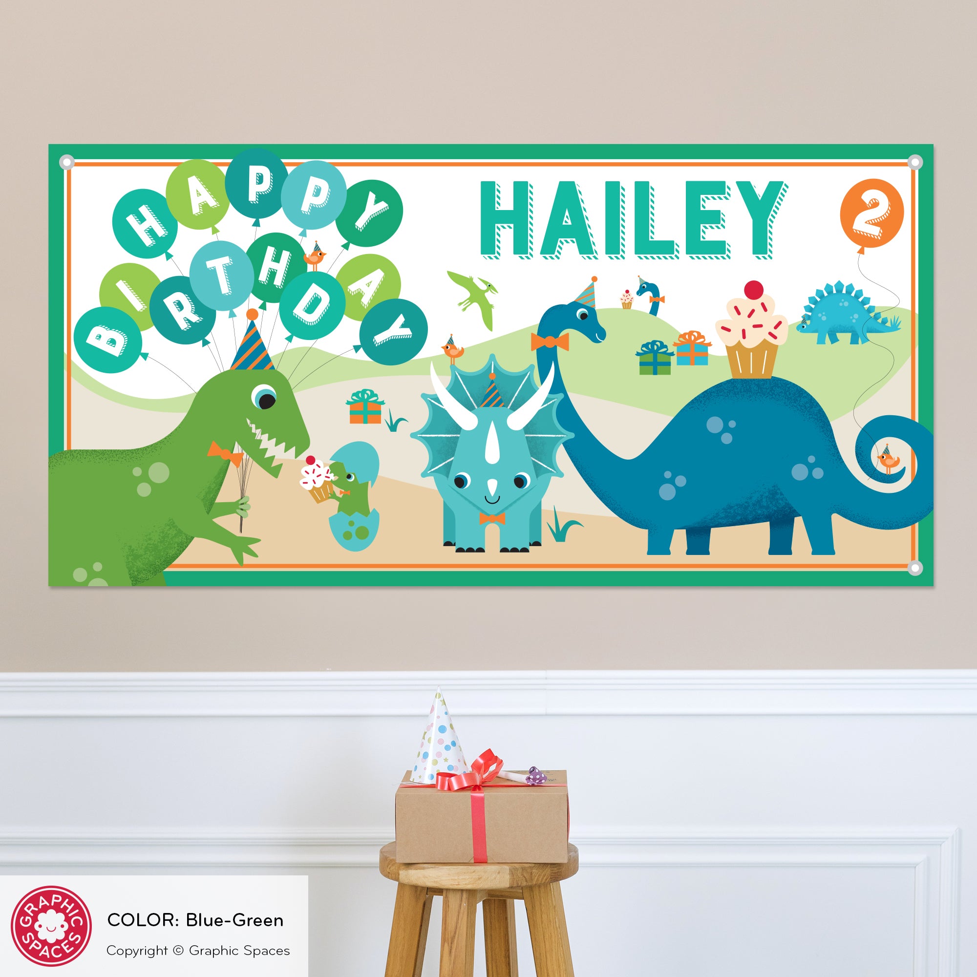 Personalized Dinosaur Name Wall Decal - Dinosaur Birthday Party Supply