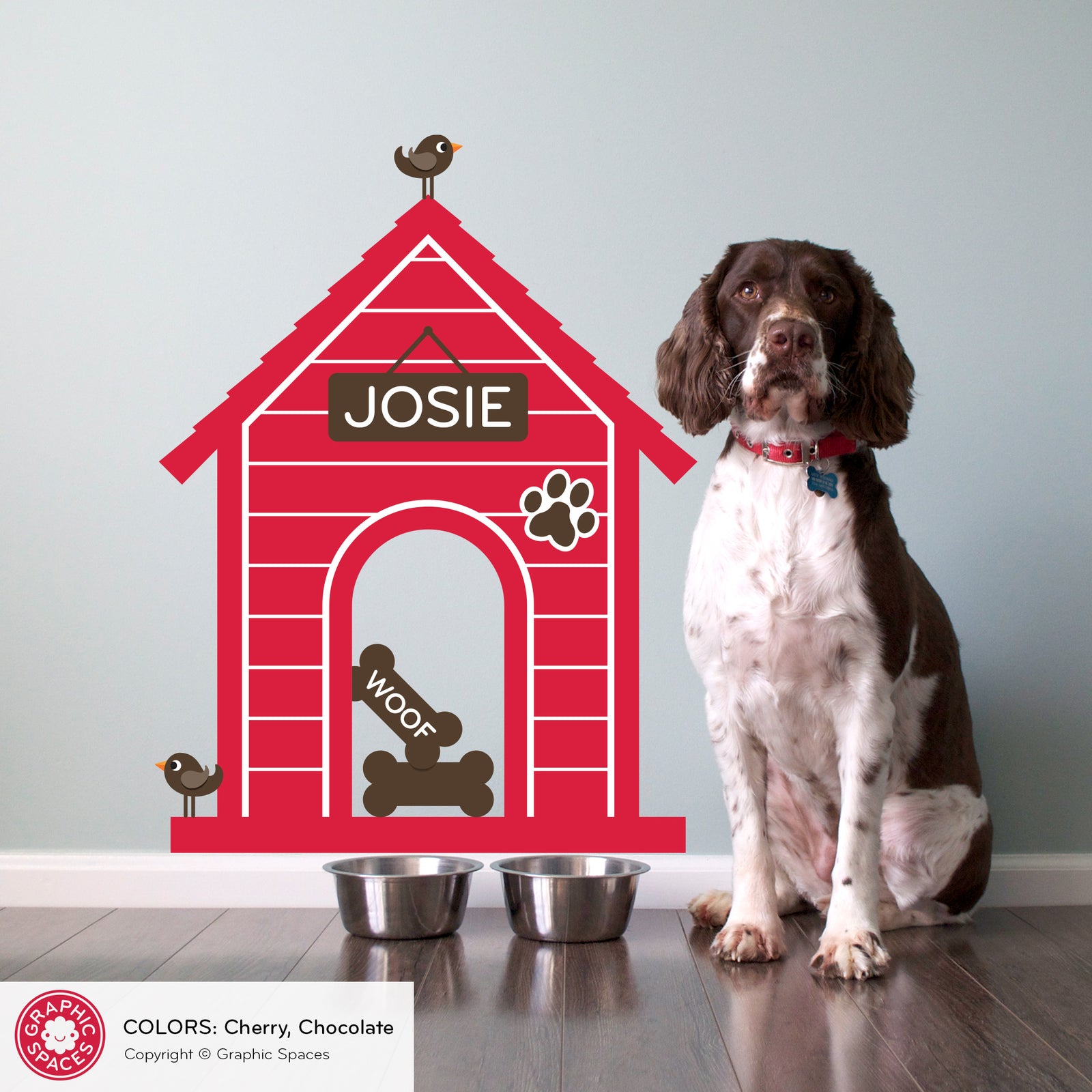 Wall Decal - Dog House (Personalized) - 22"W x 27"H - Graphic Spaces
