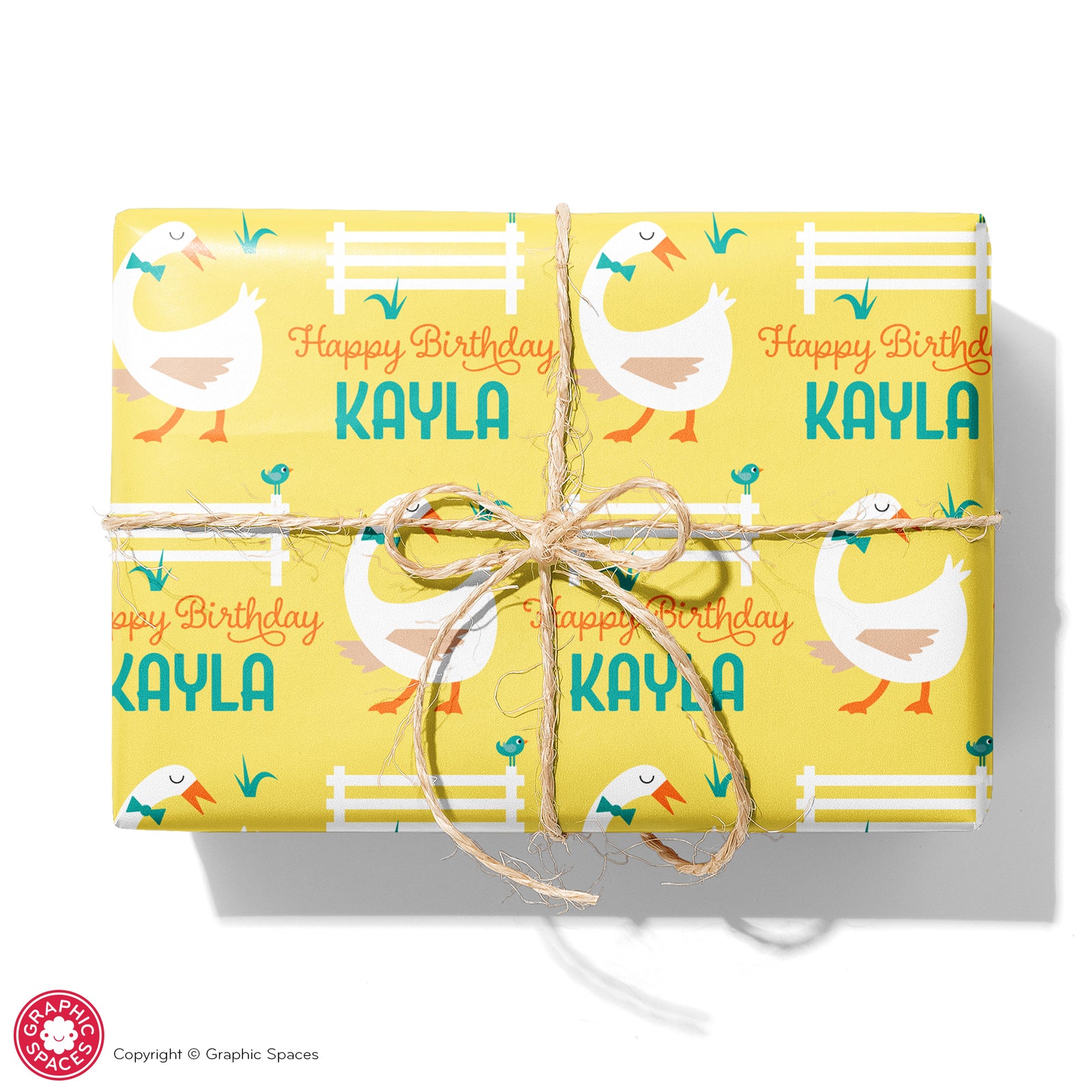 Kids Wrapping Paper - Duck Goose Birthday (Personalized) - Graphic Spaces