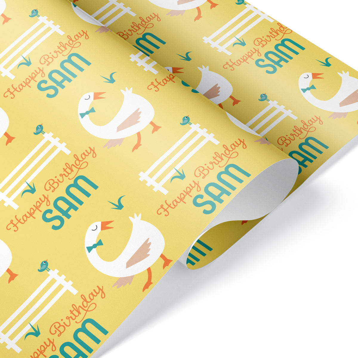 Duck Goose Birthday Personalized Farm Wrapping Paper