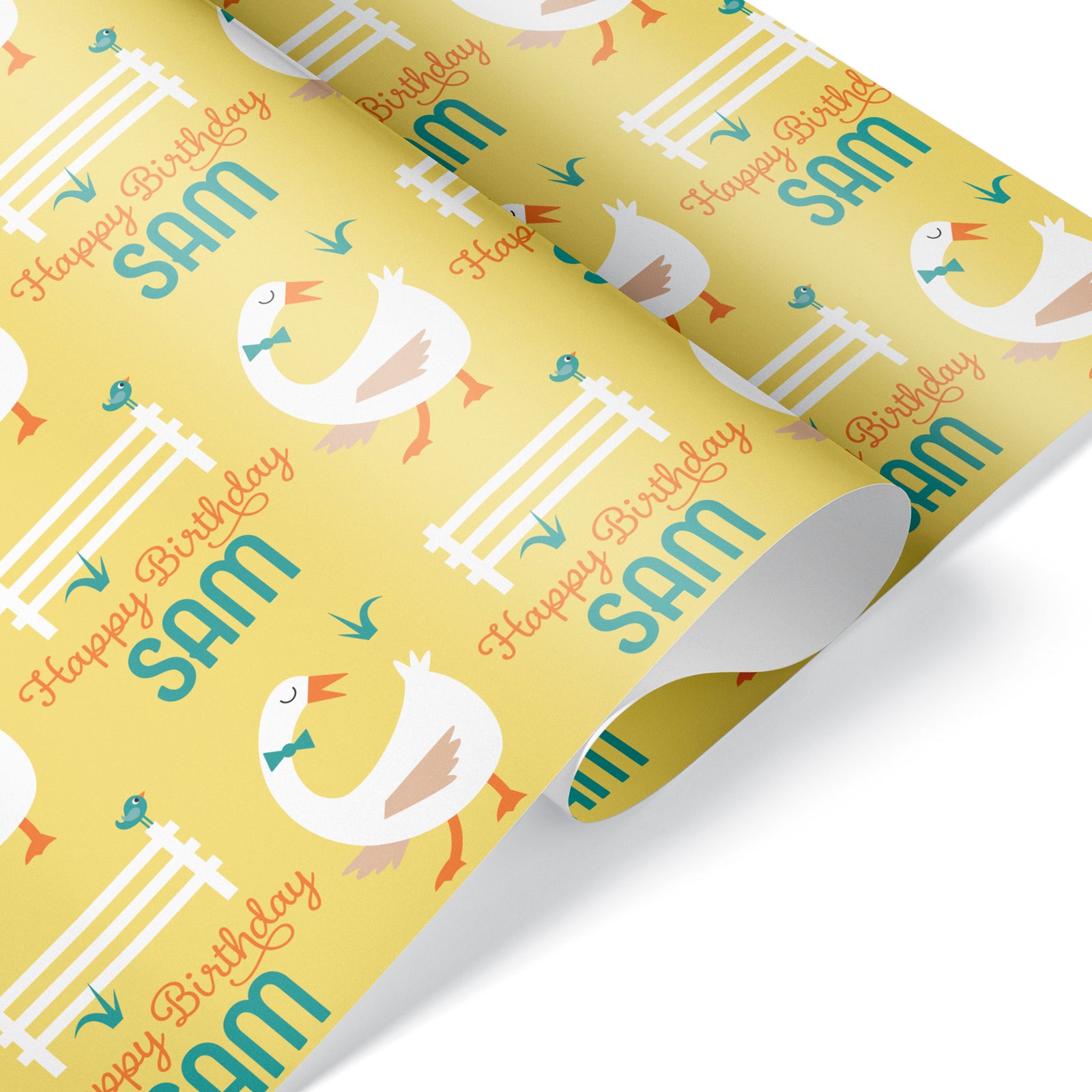 Kids Wrapping Paper - Duck Goose Birthday (Personalized) - Graphic Spaces