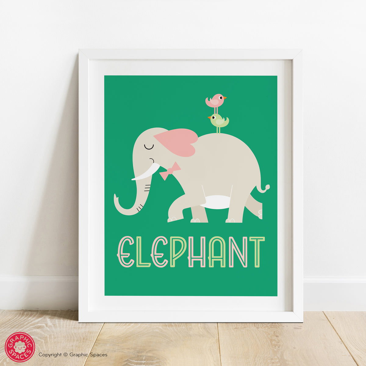 Elephant nursery art print.