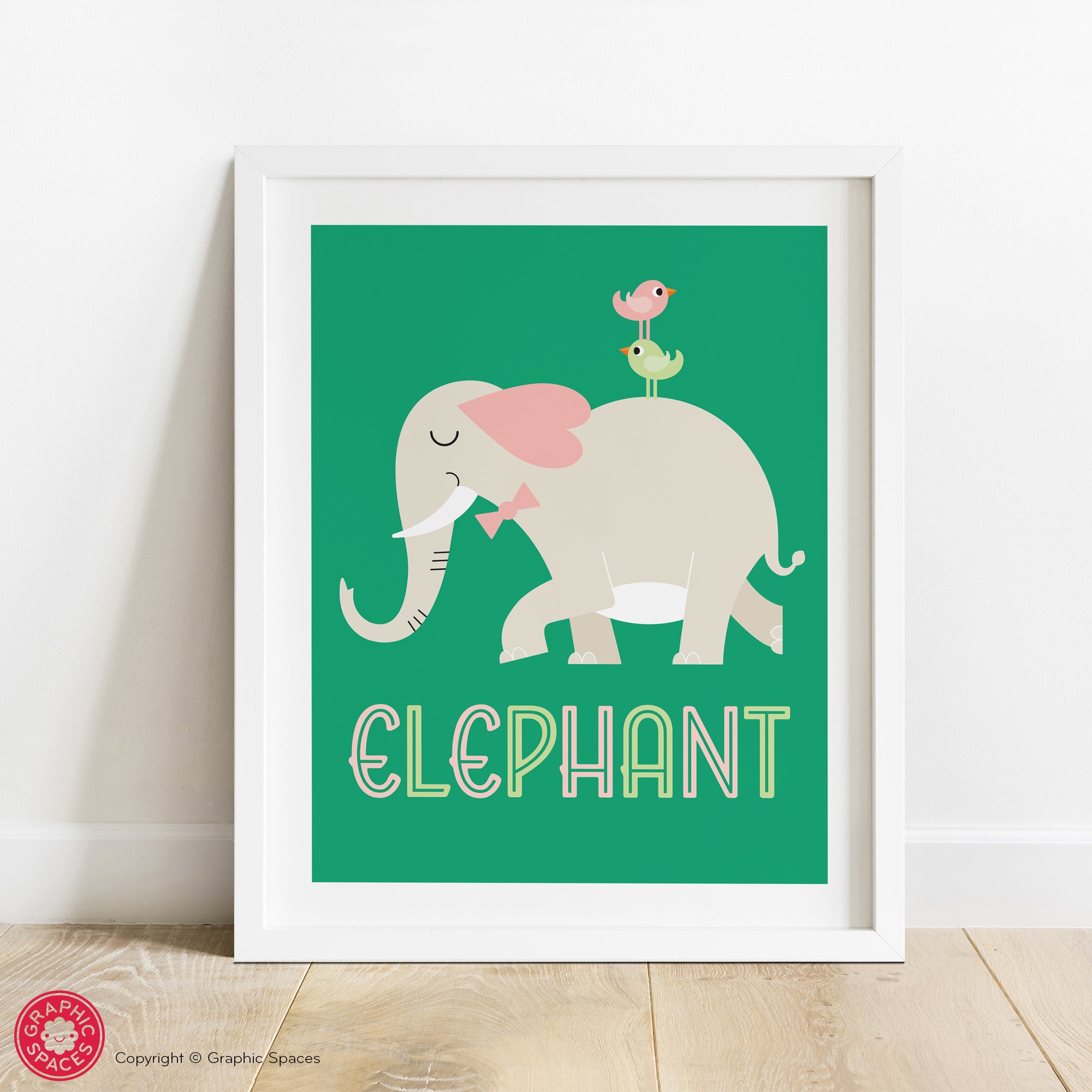 Elephant Nursery Art Print - Kids Baby Jungle Safari Animal Poster -  Graphic Spaces