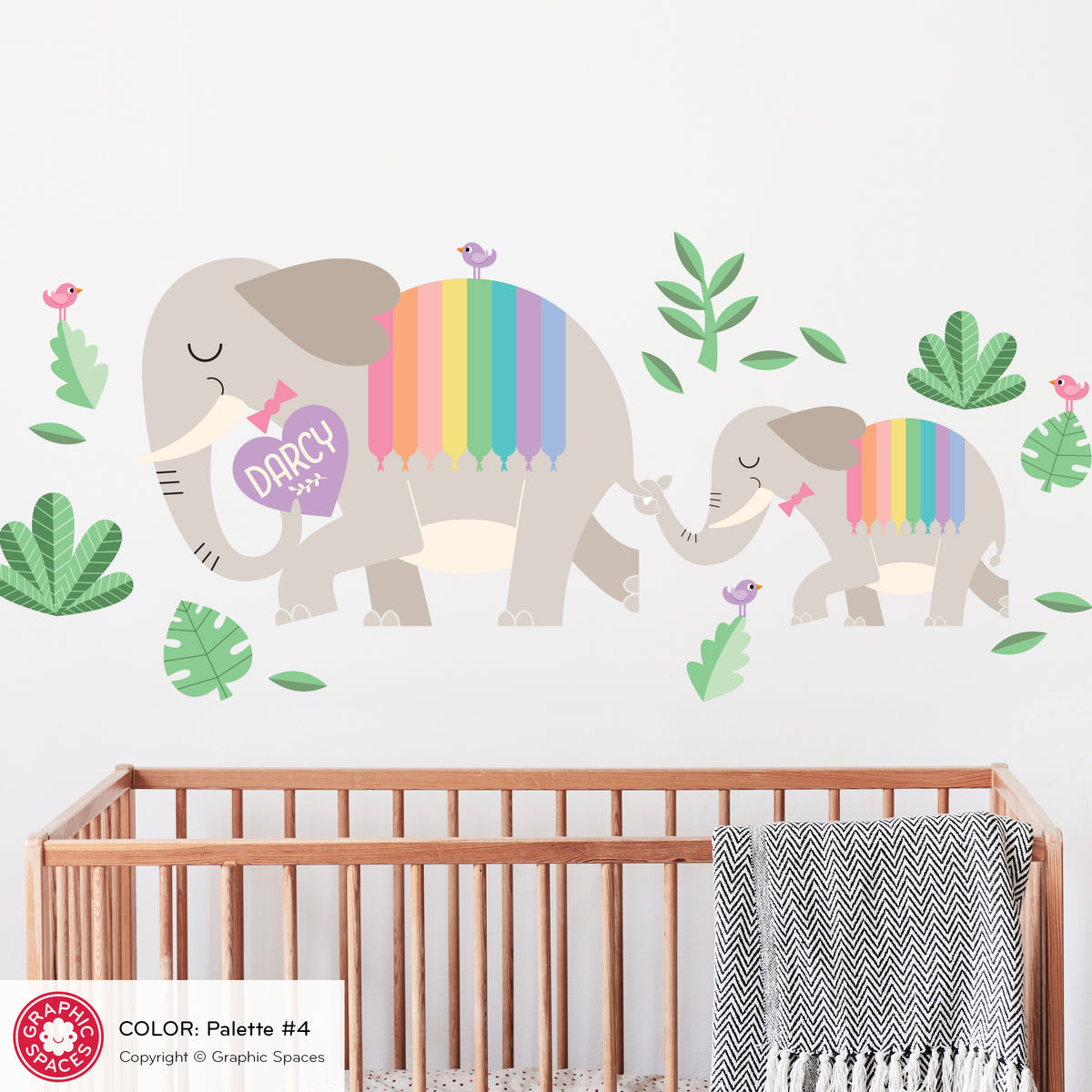 Wall Decal - Elephant Mommy &amp; Baby (Personalized)