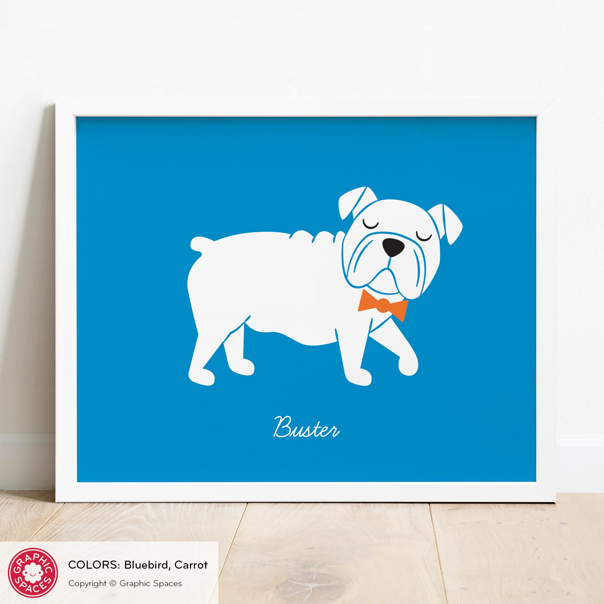 English Bulldog  nursery art print, personalized.