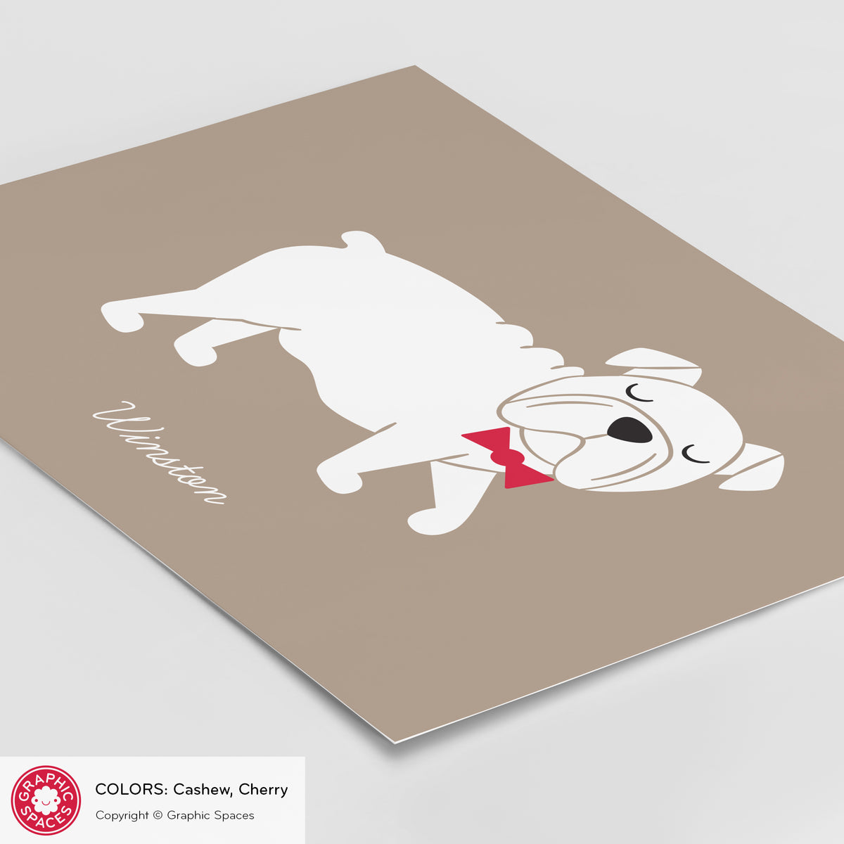 English Bulldog nursery art print, personalized.