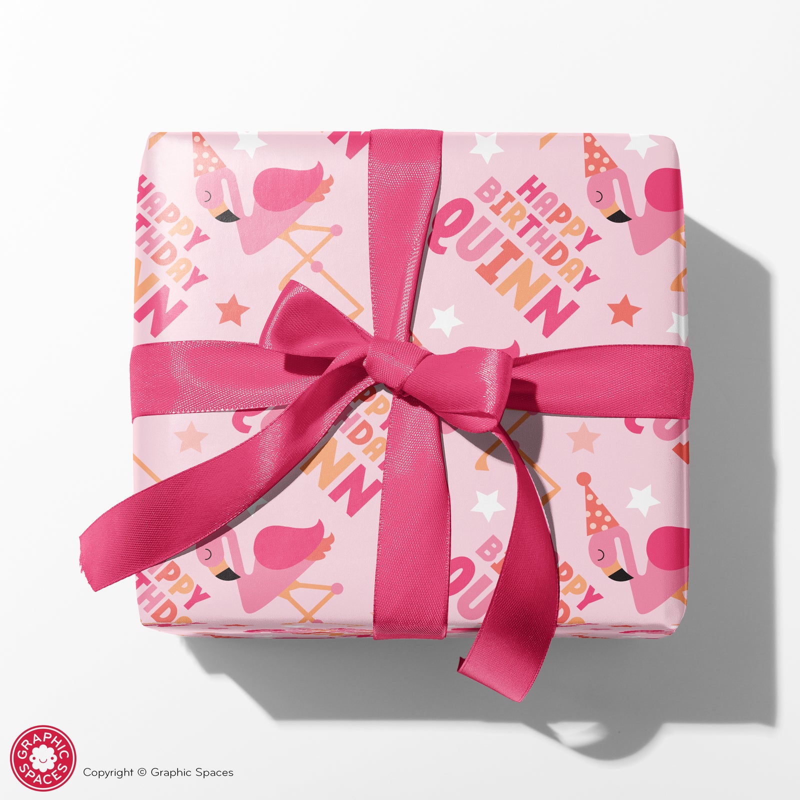 Wrapping Paper - Flamingo Birthday (Personalized) Pink - Graphic Spaces