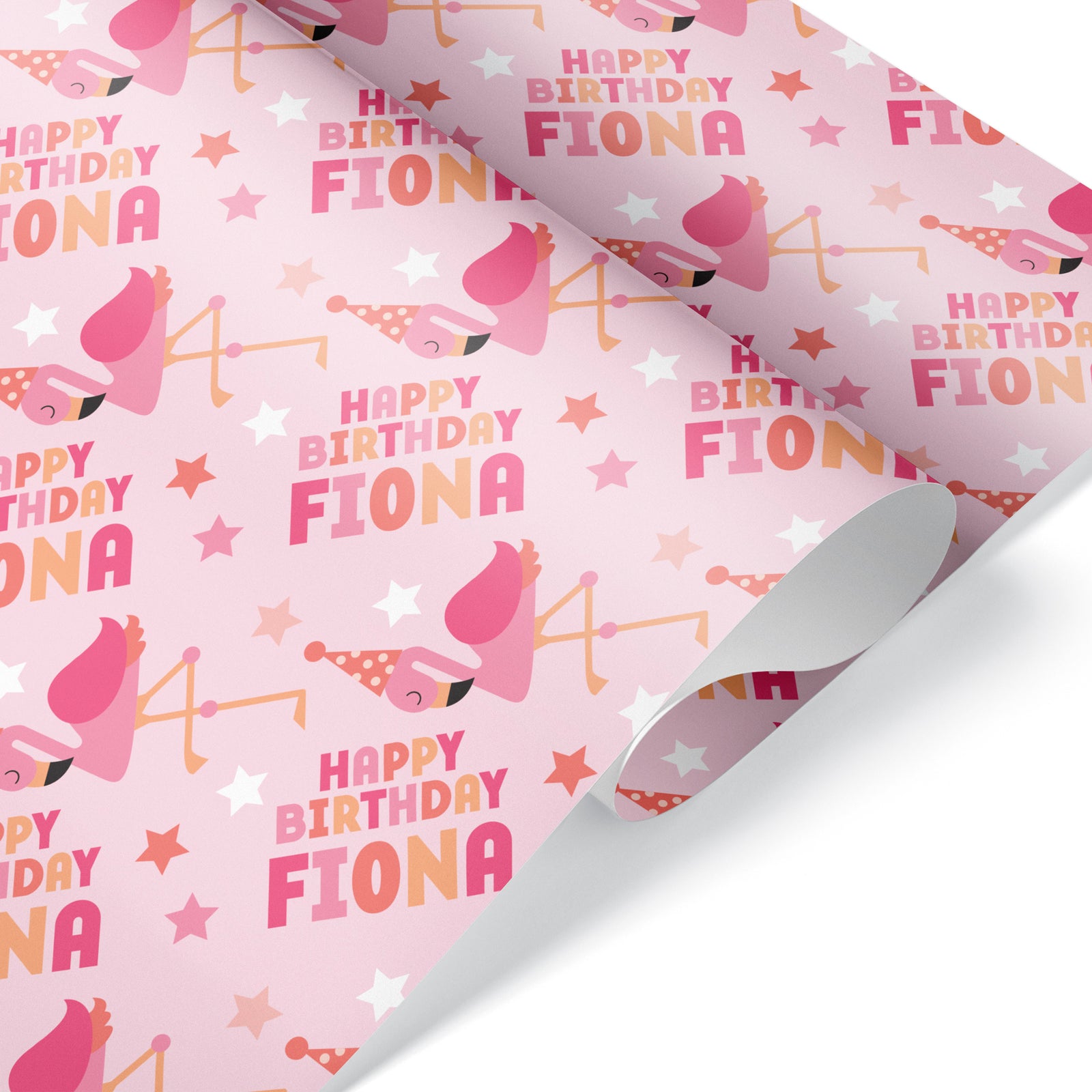 Wrapping Paper - Flamingo Birthday (Personalized) Pink - Graphic Spaces