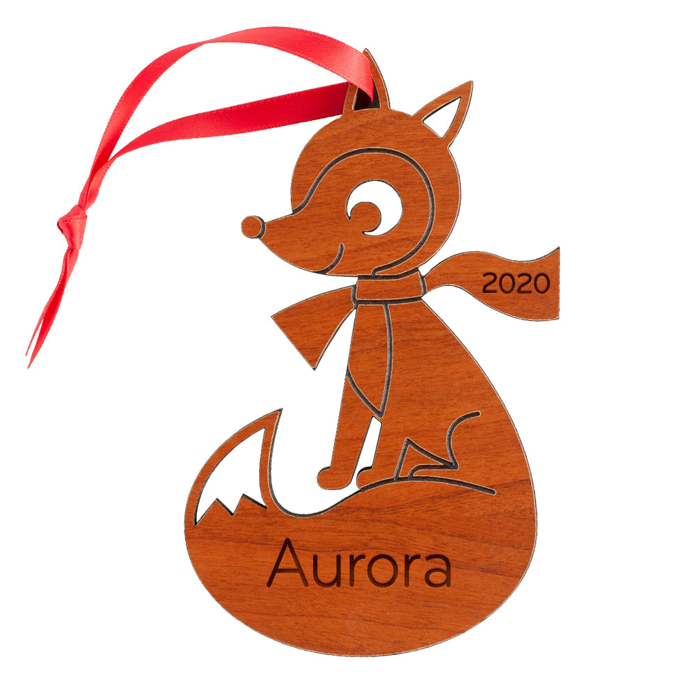 Fox Wooden Christmas Ornament - Personalized