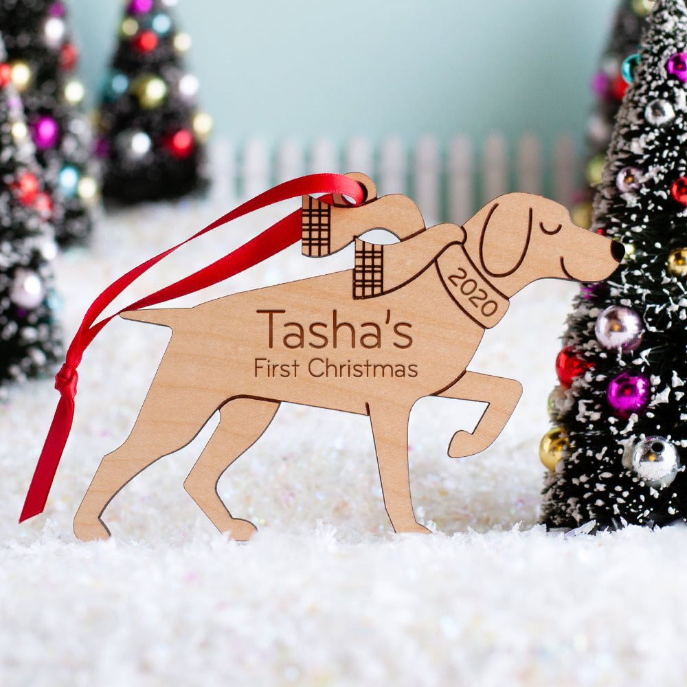 Puppy's First Christmas Ornament - German Shorthaired Pointer (Personalized, Wood) Light Maple - Graphic Spaces