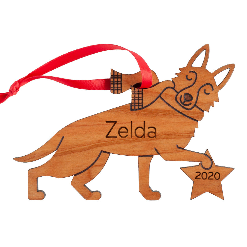 German Shepherd Wooden Christmas Ornament - Personalized
