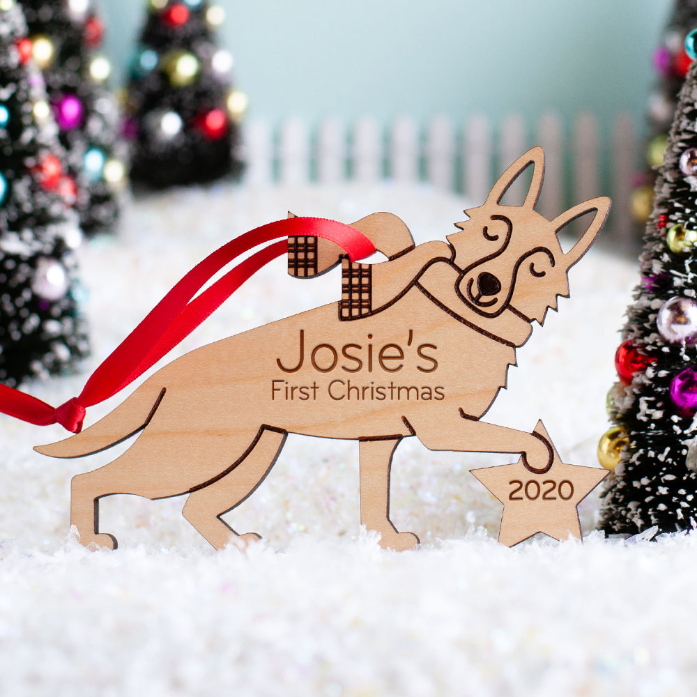 German Shepherd Wooden Christmas Ornament - Personalized