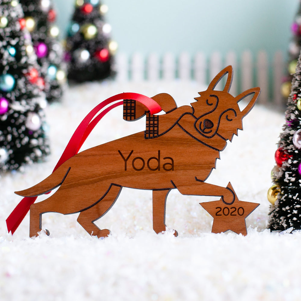 German Shepherd Wooden Christmas Ornament - Personalized