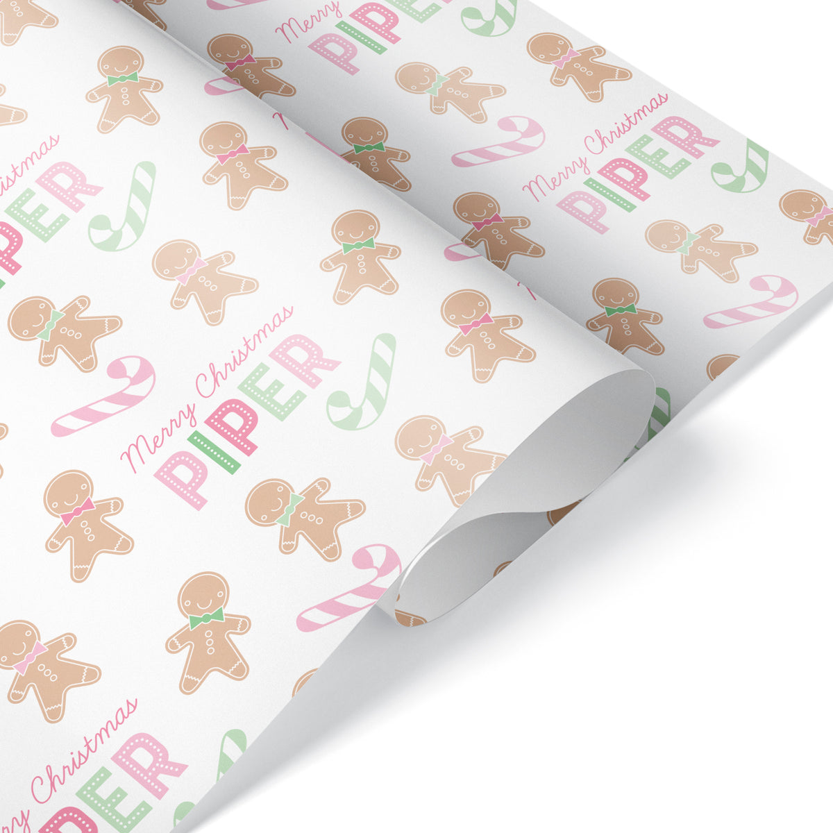 Gingerbread Pastel Christmas Personalized Wrapping Paper