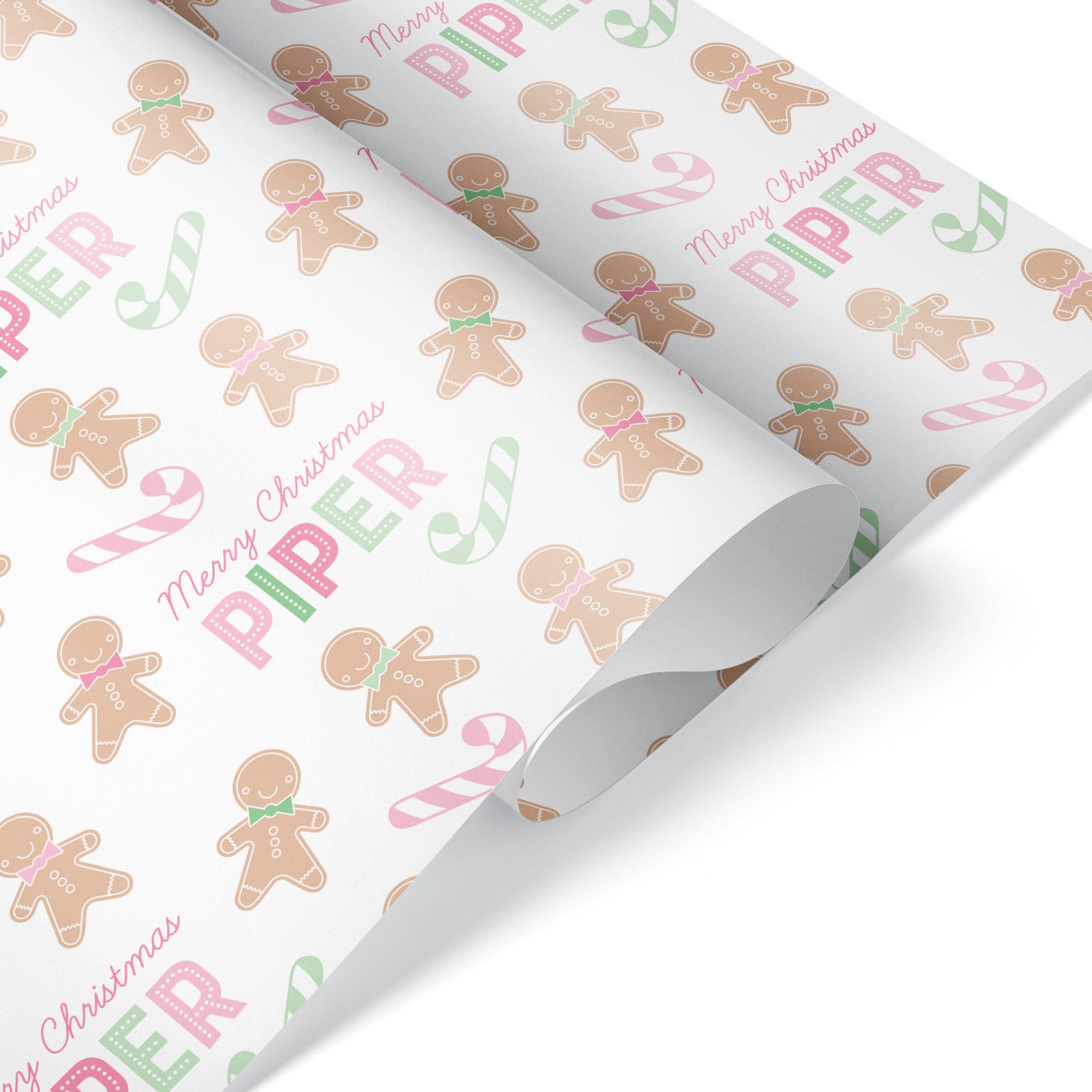 Pastel Christmas Gingerbread Wrapping Paper, Personalized Name Baby -  Graphic Spaces