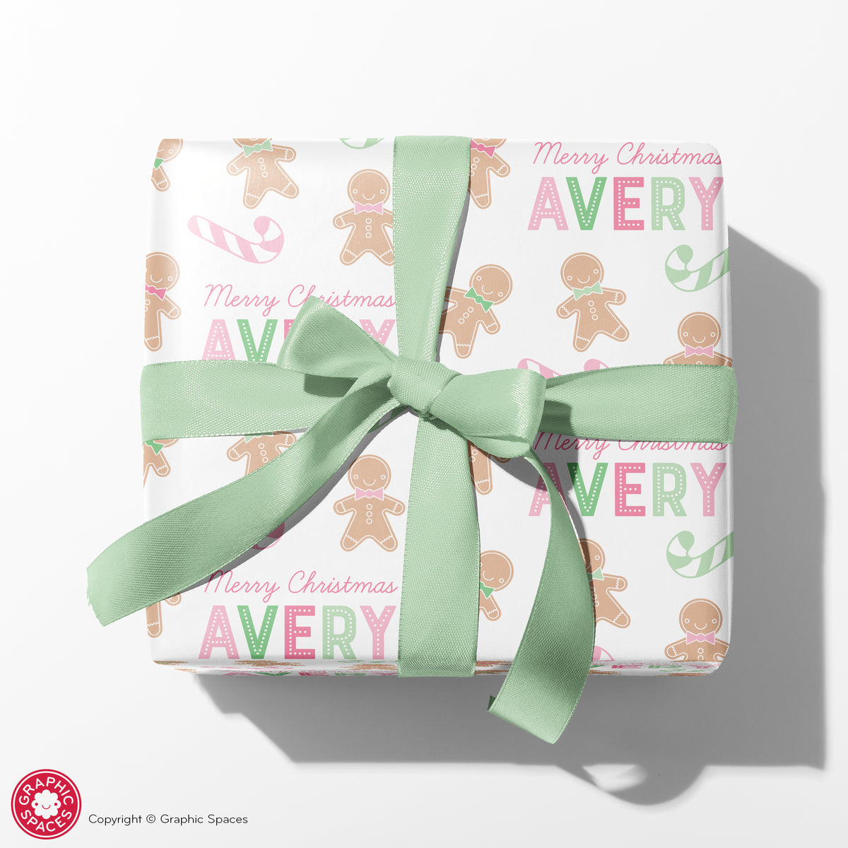 Gingerbread Pastel Christmas Personalized Wrapping Paper