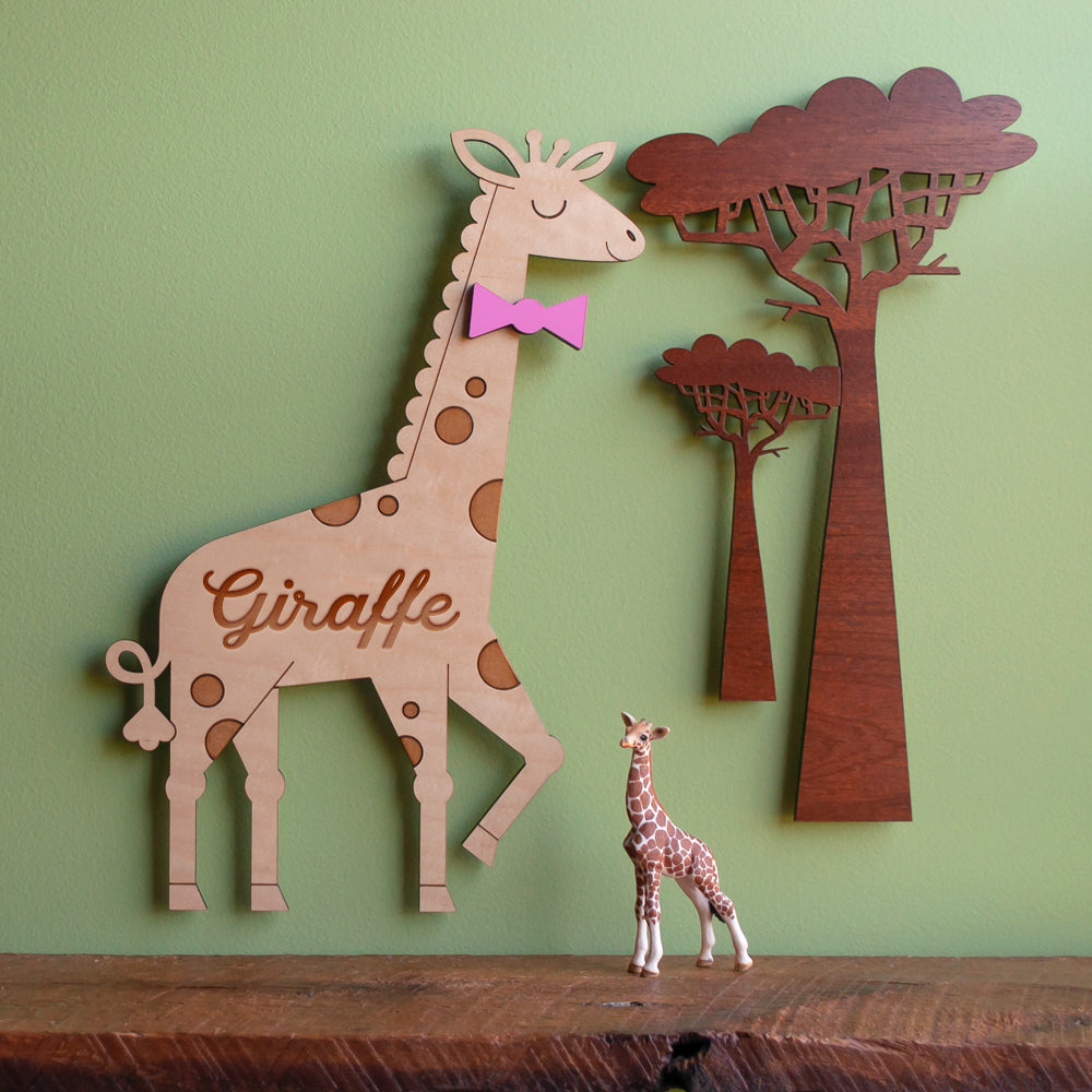 Giraffe Wooden Room Sign