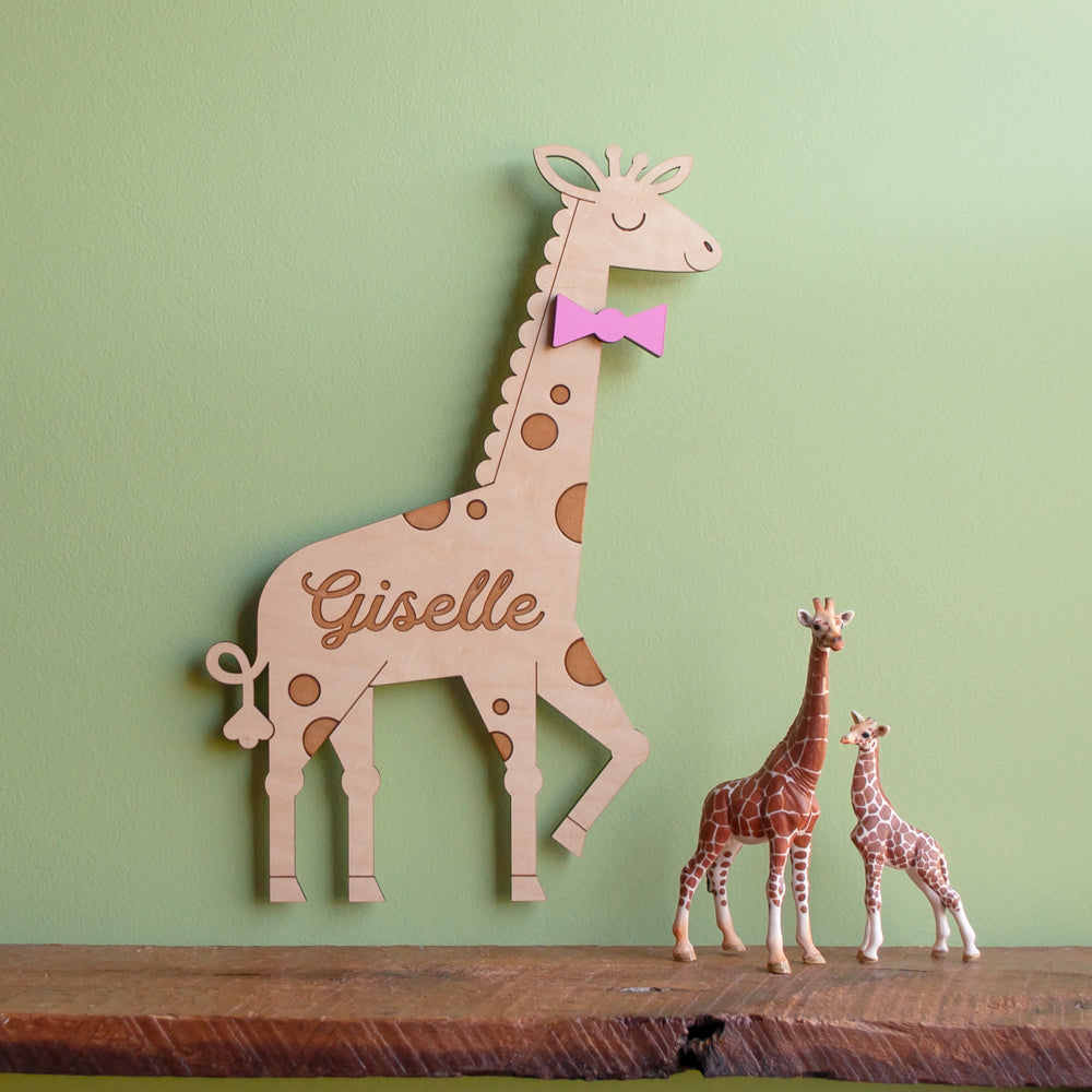 Giraffe Wooden Room Sign