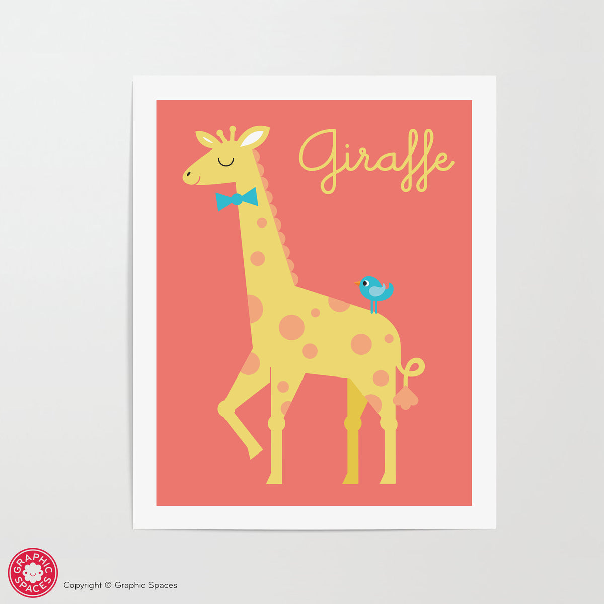 Giraffe nursery art print.