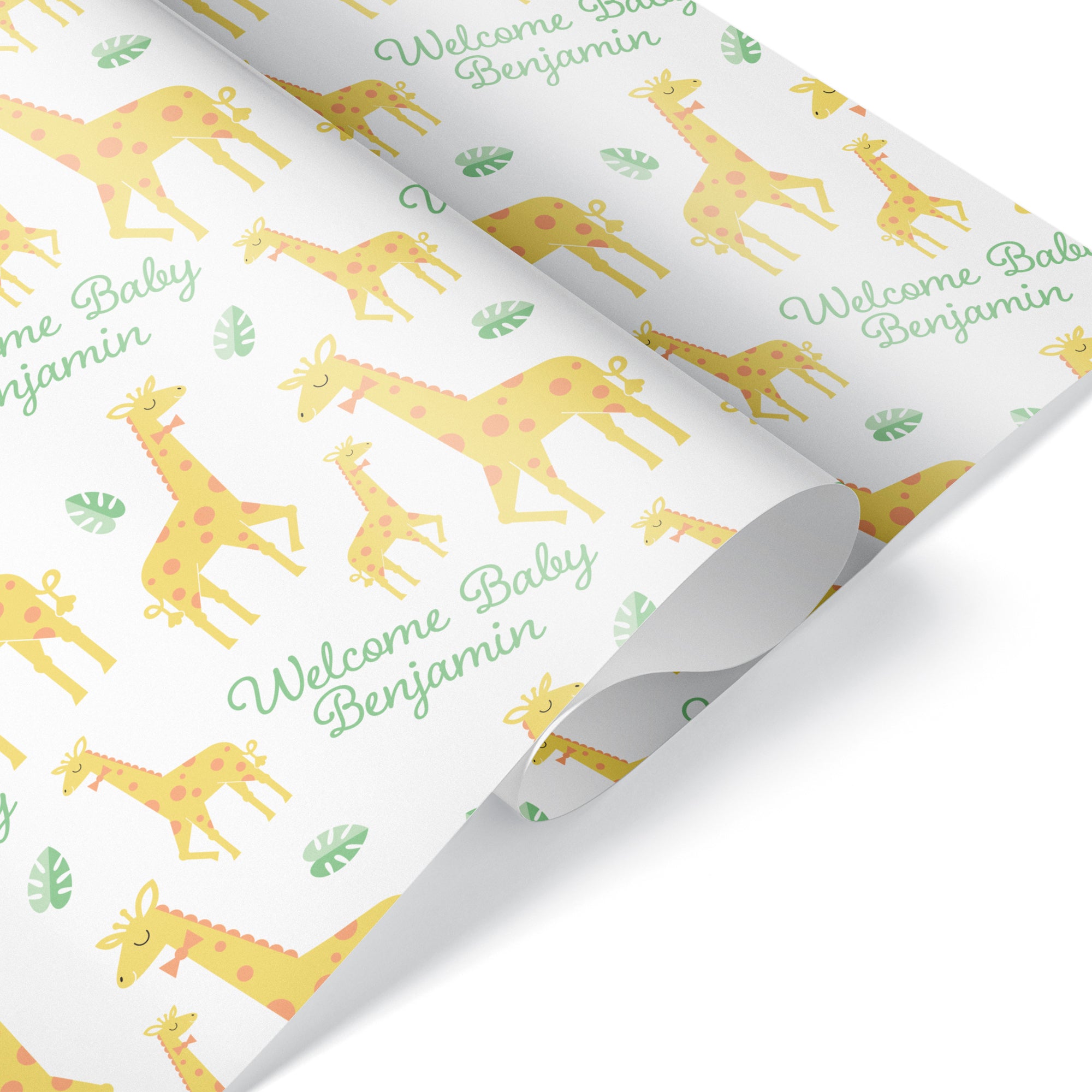Giraffe Personalized Name Baby Shower Wrapping Paper - Jungle Safari -  Graphic Spaces