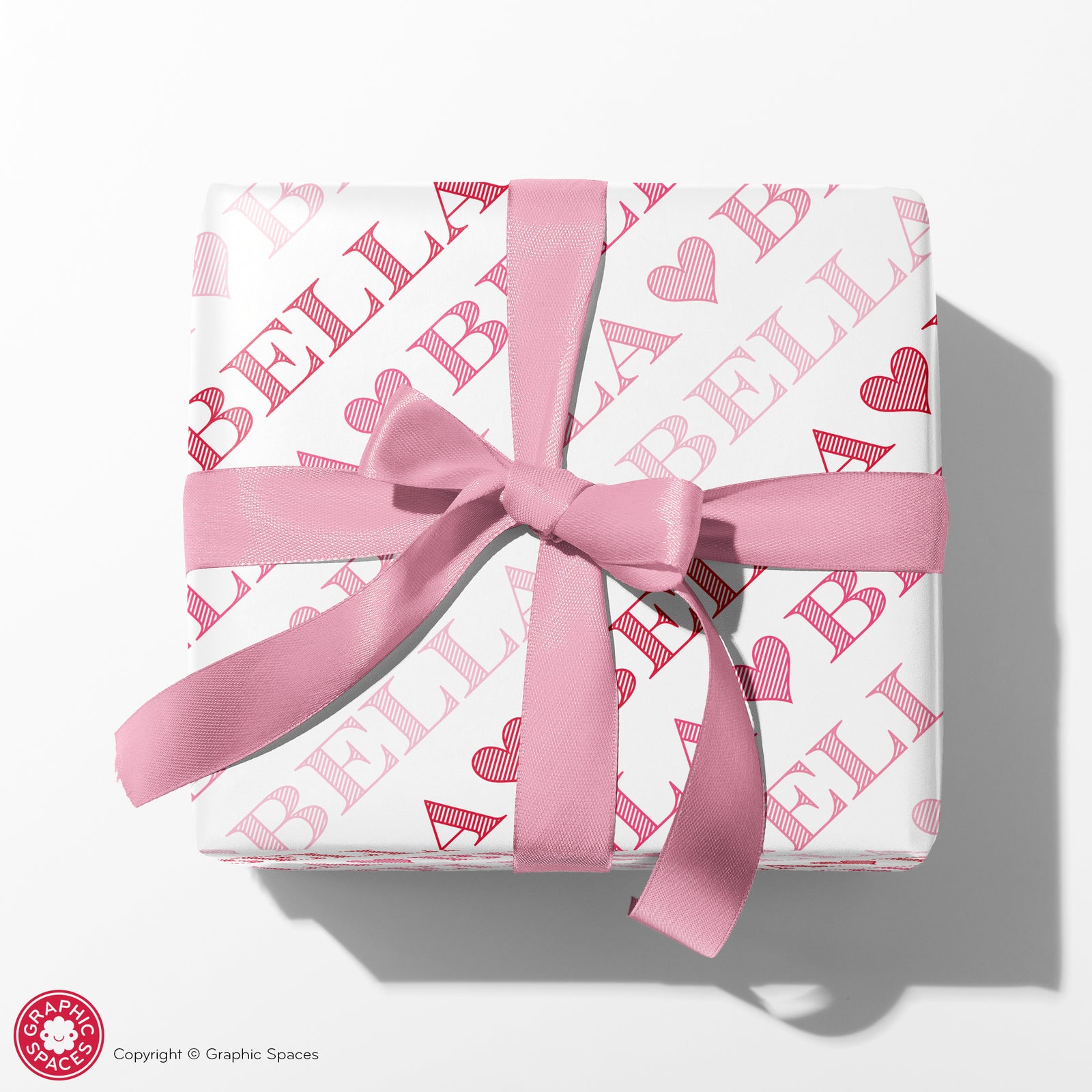 Wrapping Paper - Ombré Name (Personalized, Red-Pink) - Graphic Spaces