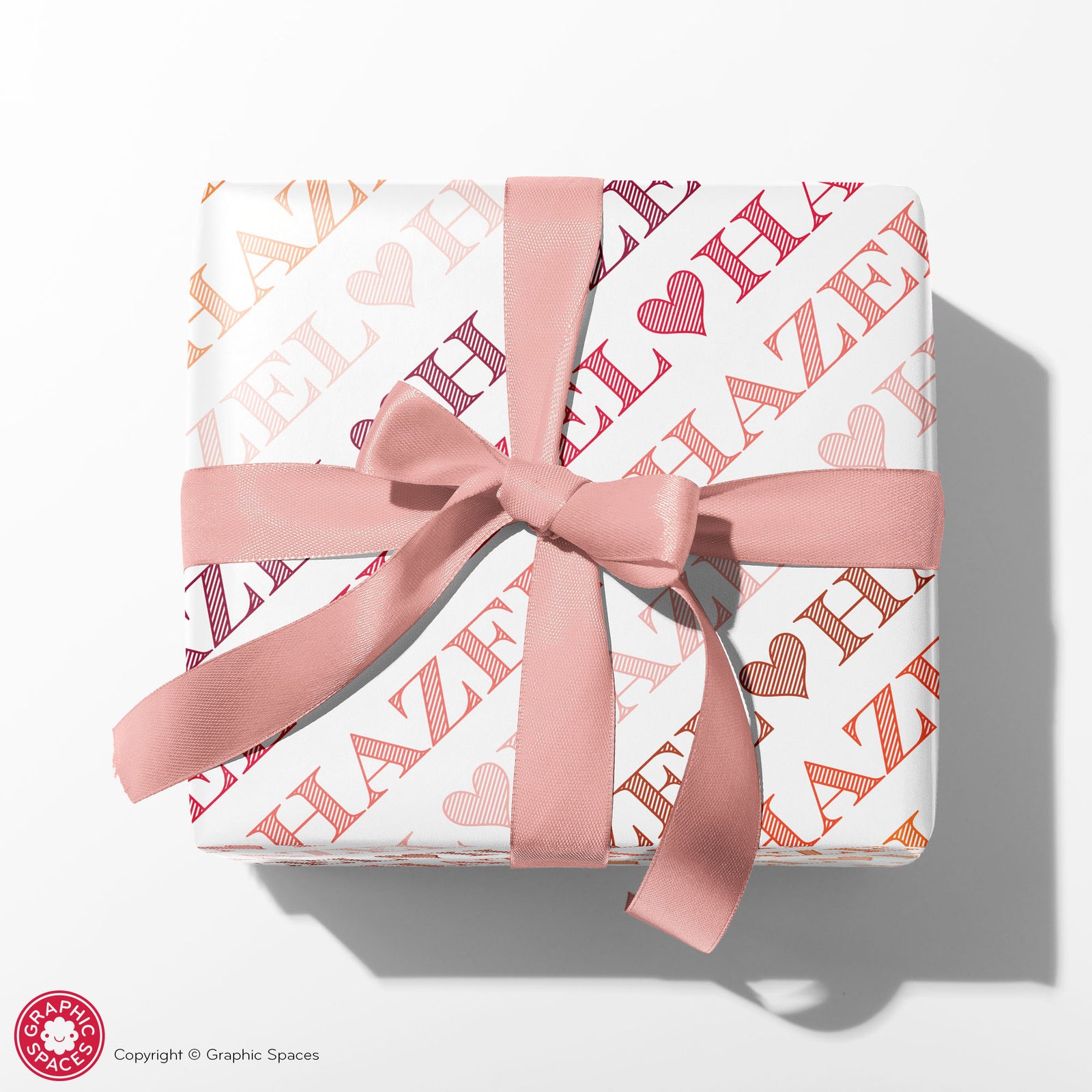 Wrapping Paper - Ombré Name (Personalized, Coral) - Graphic Spaces