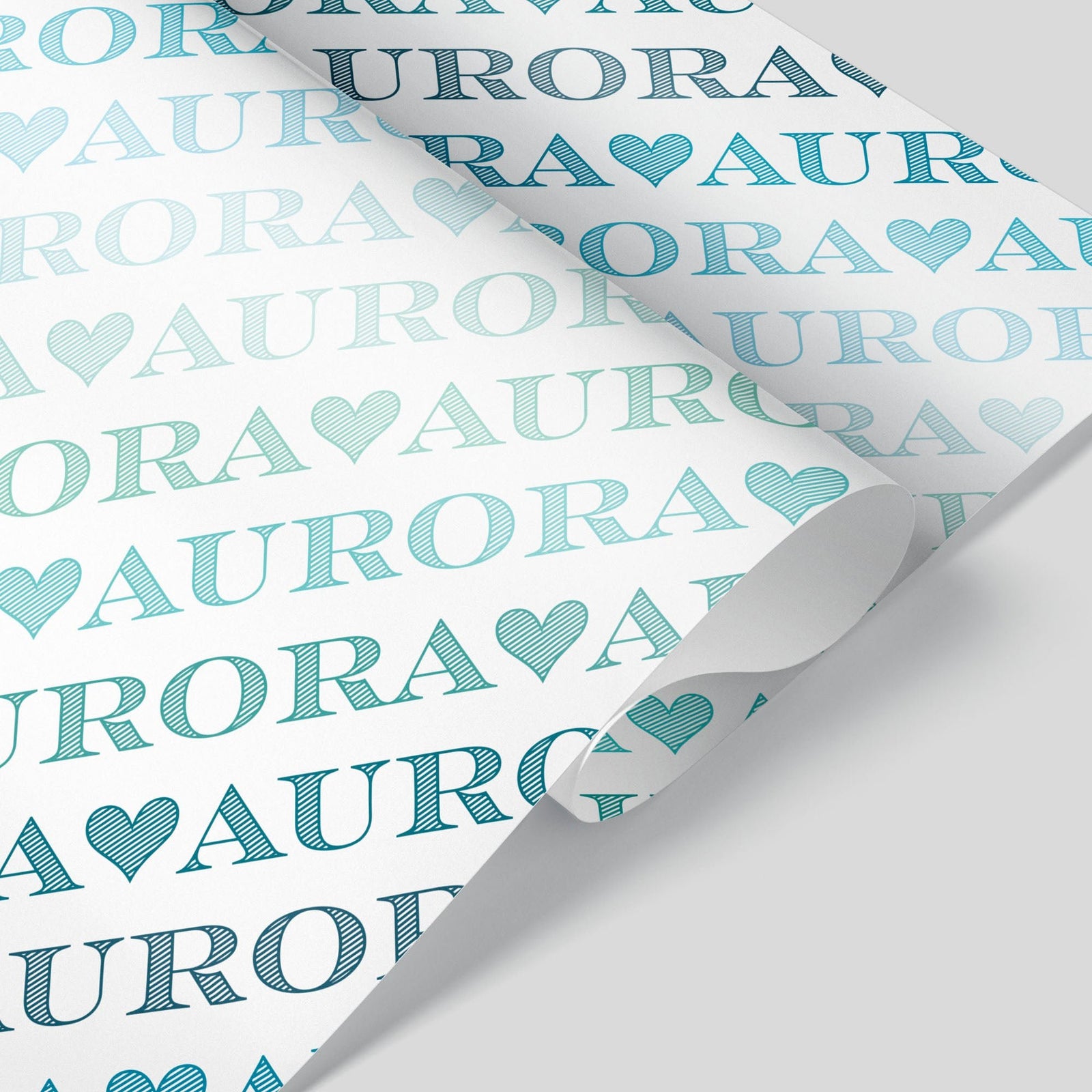 Wrapping Paper - Ombré Name (Personalized, Blue-Green) - Graphic Spaces