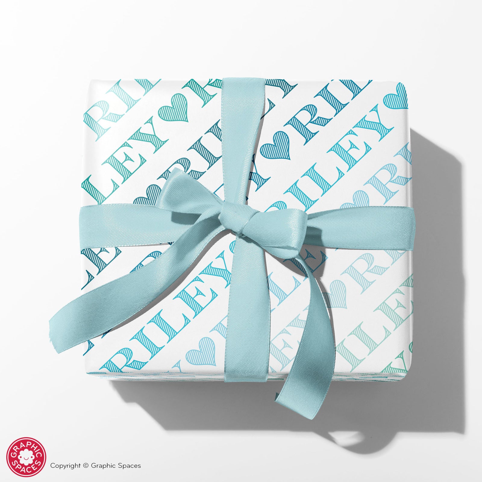 Wrapping Paper - Ombré Name (Personalized, Blue-Green) - Graphic Spaces