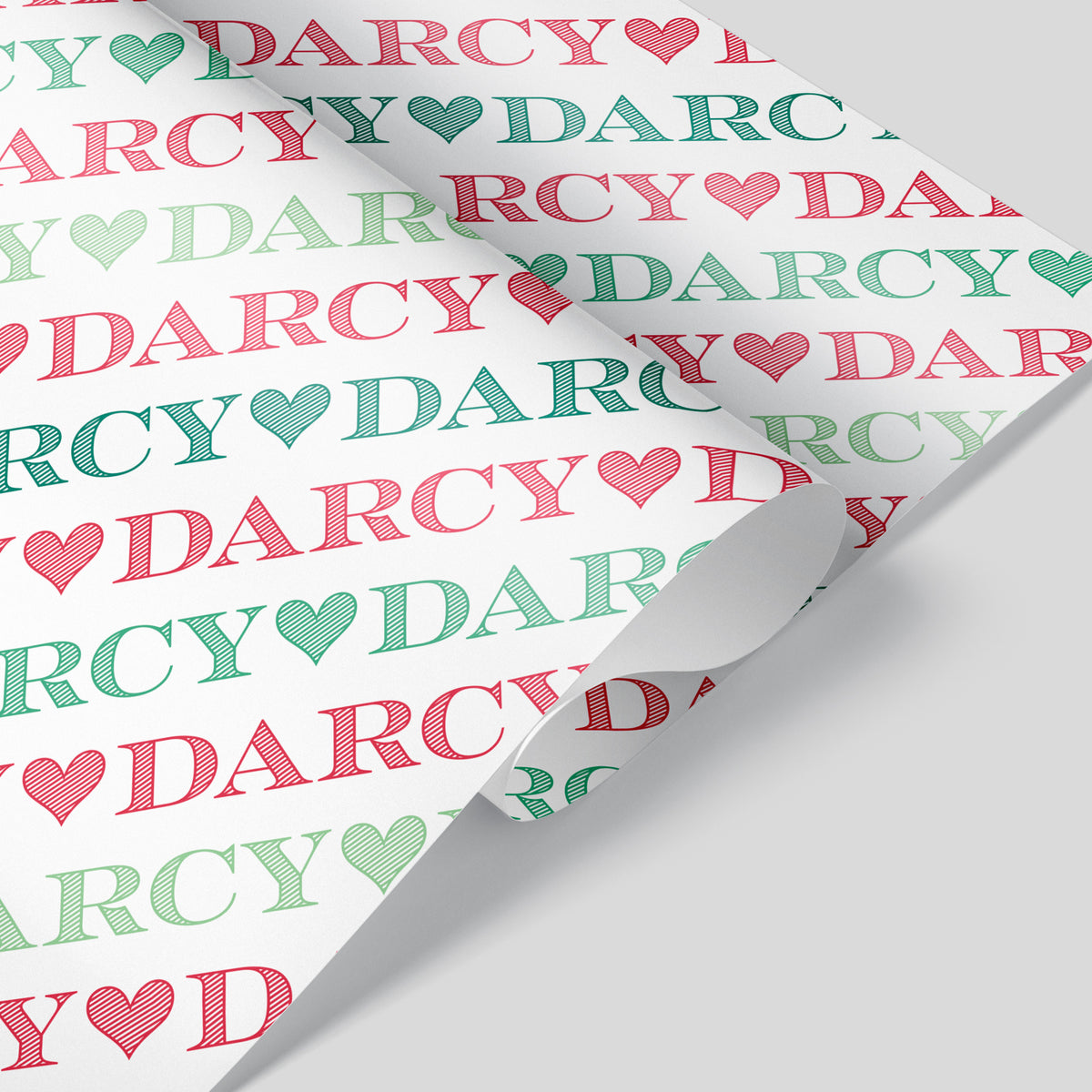 Christmas Name Heart Wrapping Paper