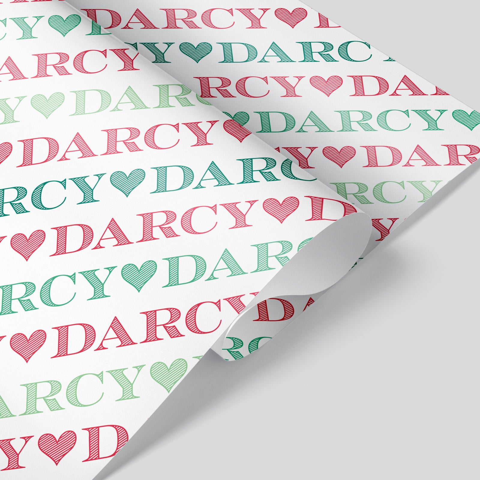 Name Wrapping Paper - Christmas Heart (Personalized) - Graphic Spaces