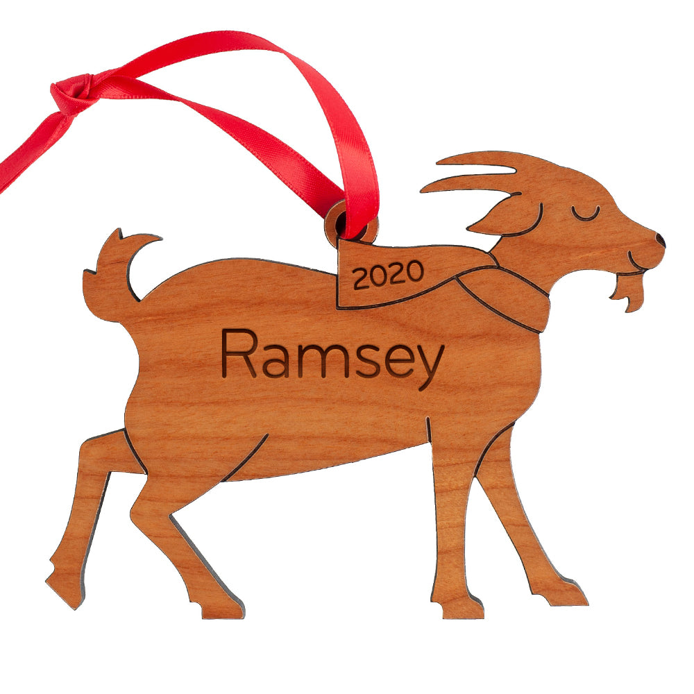 Christmas Ornament - Wood Goat (Personalized)
