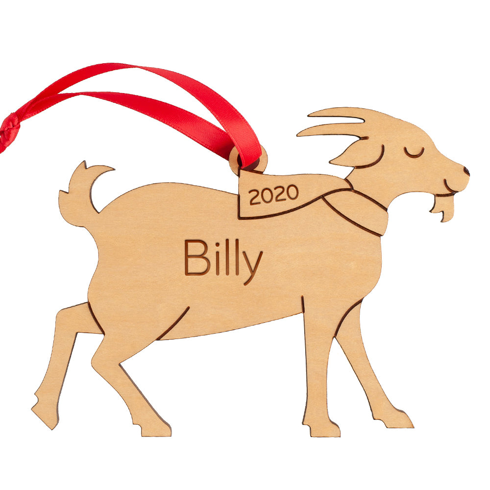 Christmas Ornament - Wood Goat (Personalized)