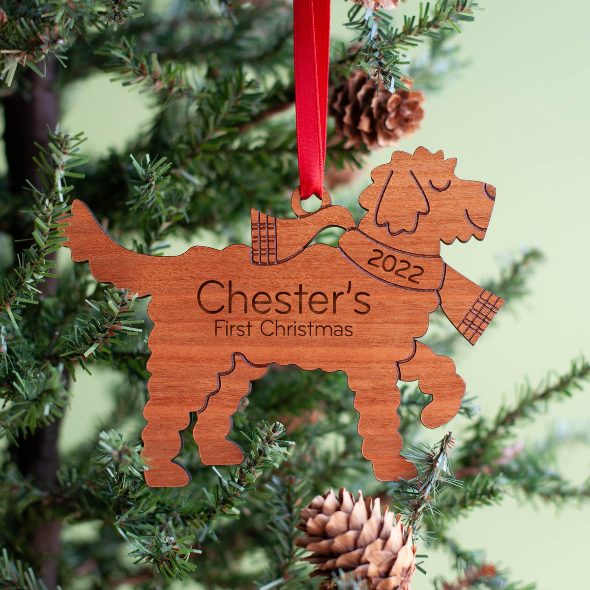 Goldendoodle Wooden Christmas Ornament - Personalized
