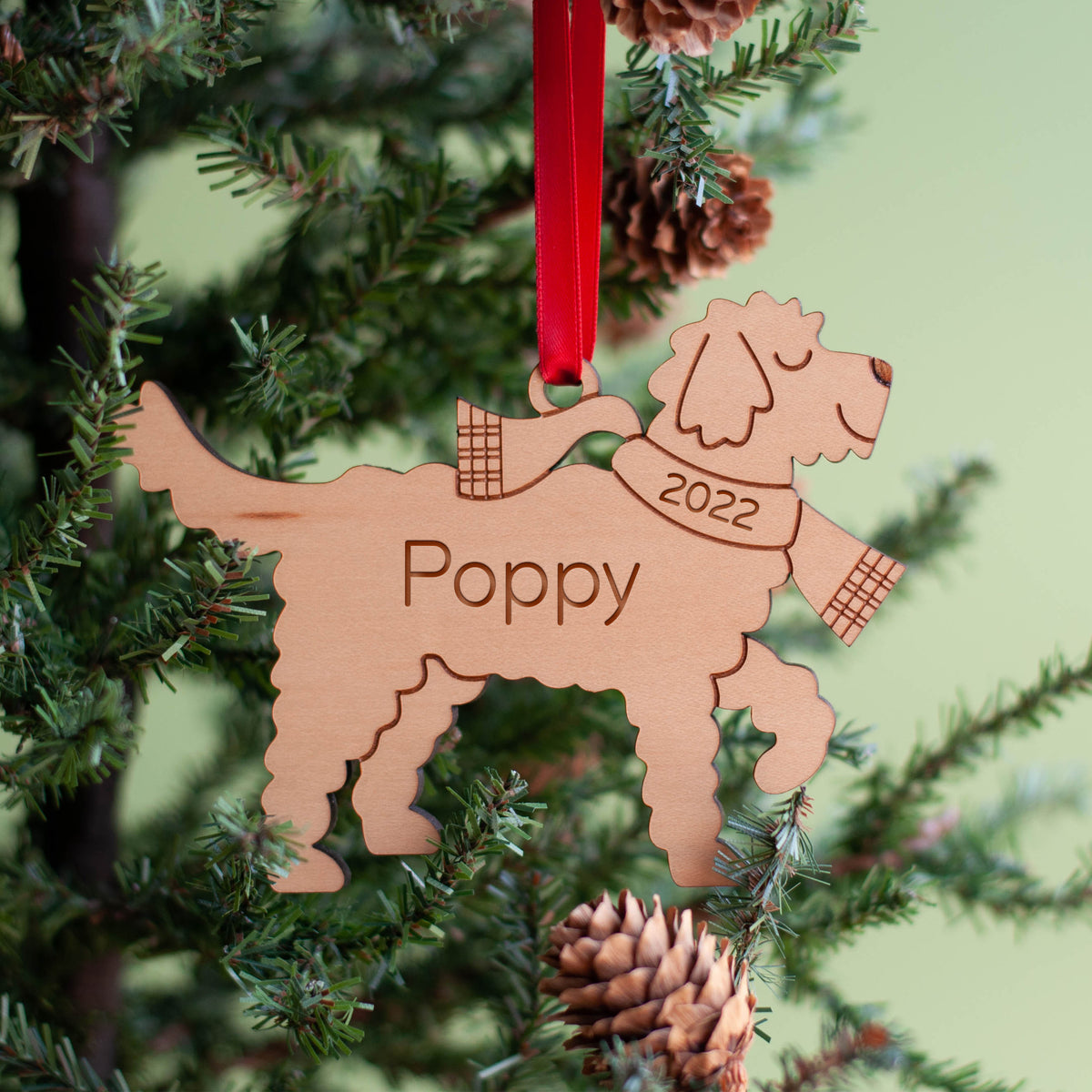 Goldendoodle Wooden Christmas Ornament - Personalized