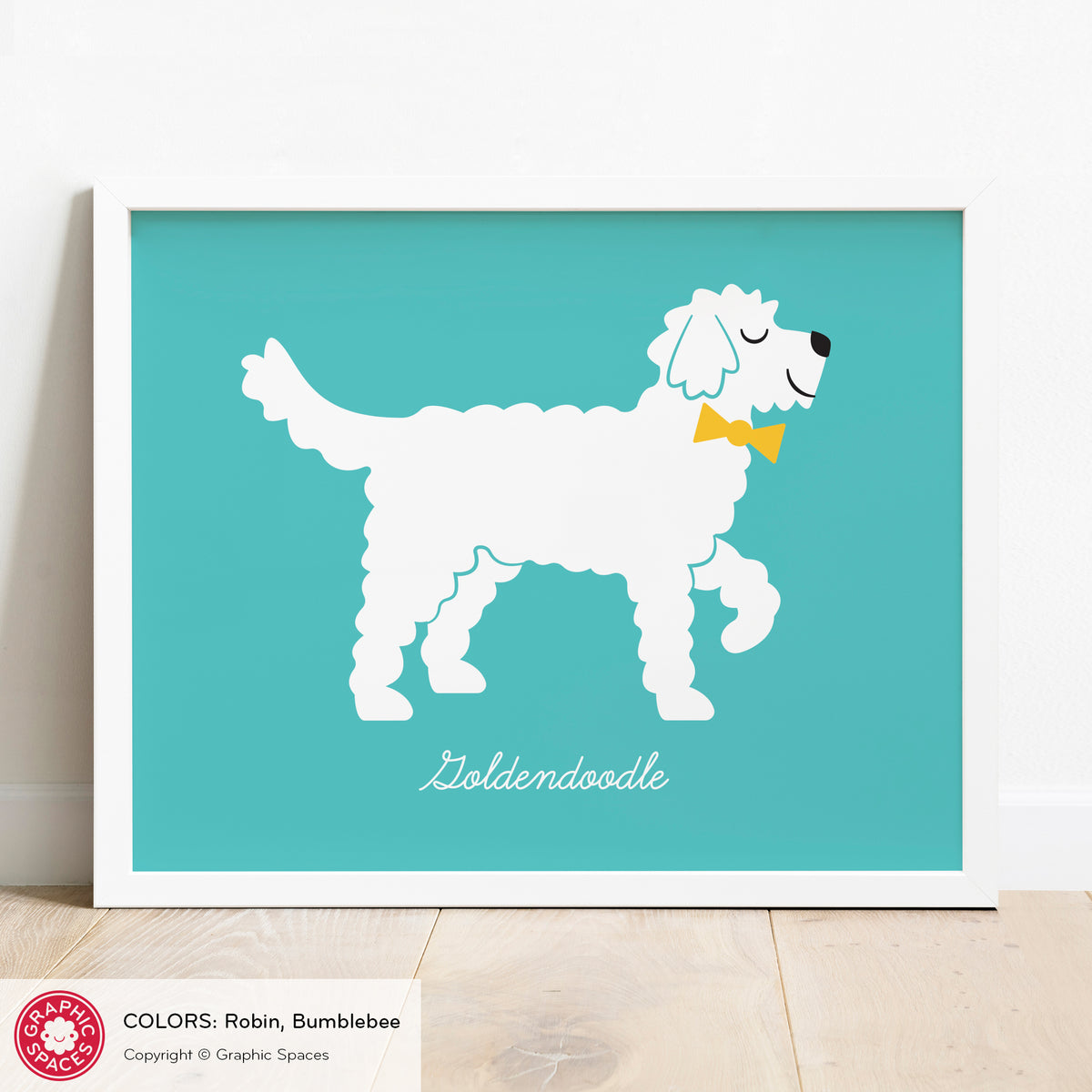 Goldendoodle nursery art print, personalized.