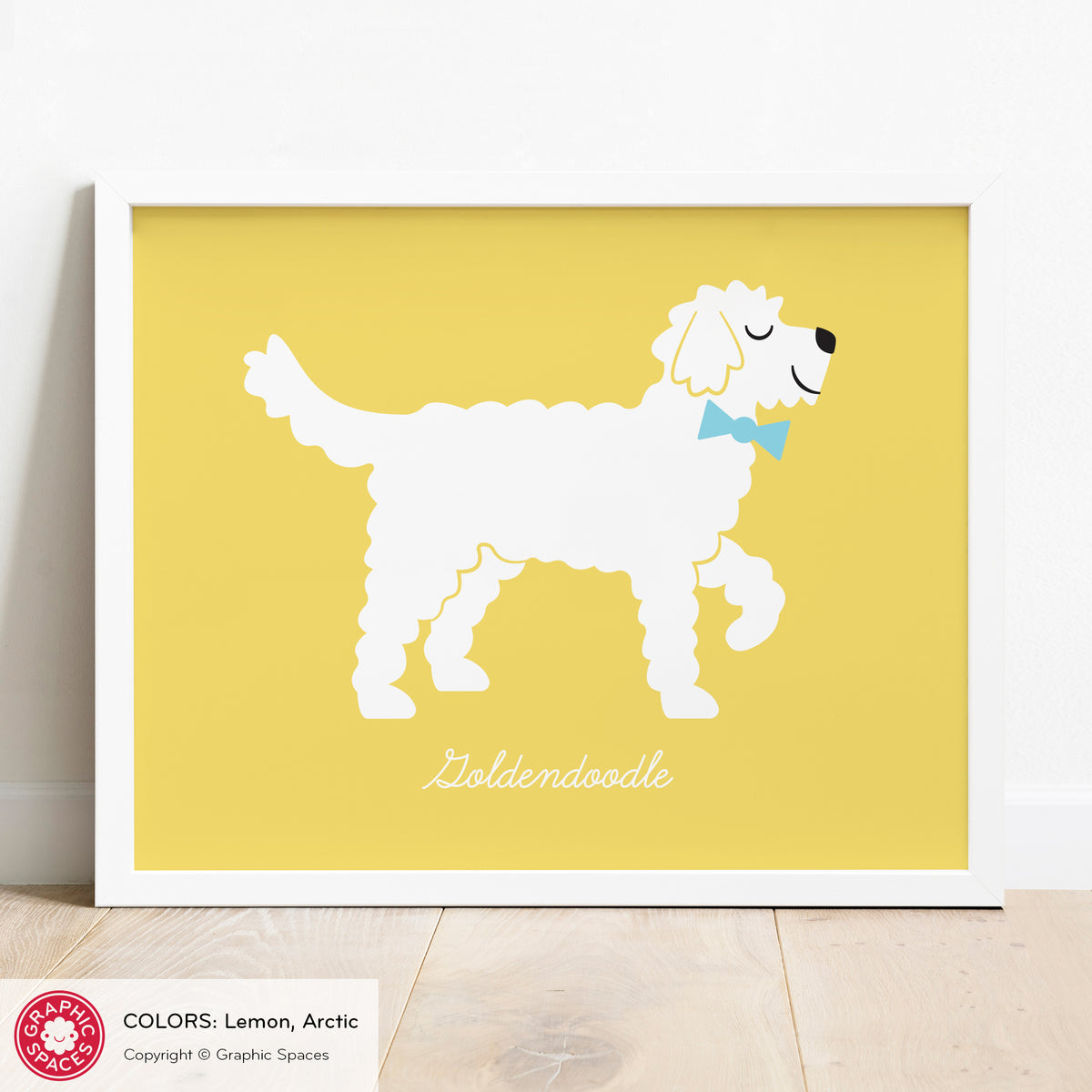 Goldendoodle nursery art print, personalized.