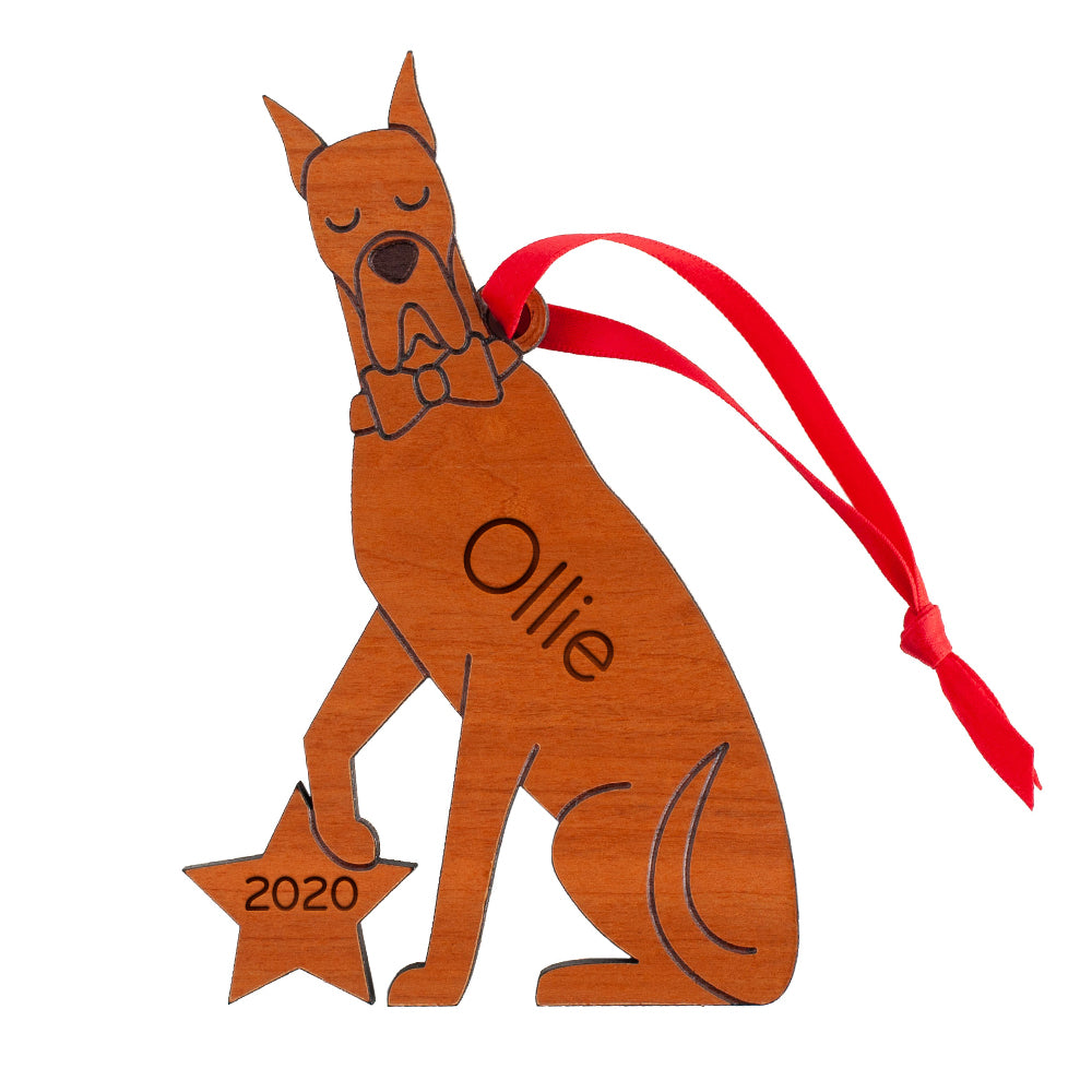 Great Dane Wooden Christmas Ornament - Personalized
