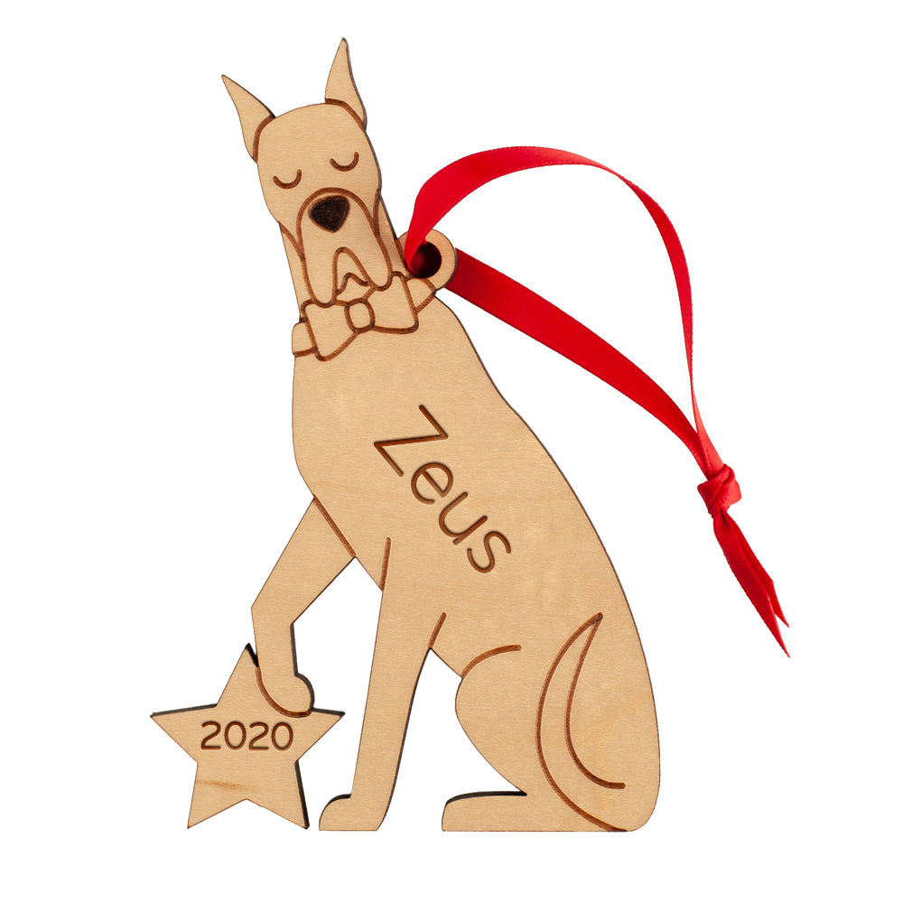 Great Dane Wooden Christmas Ornament - Personalized