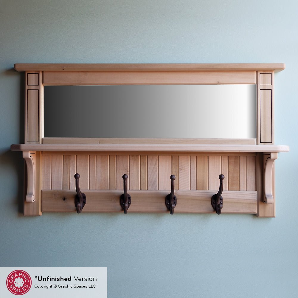 Wall Mirror Shelf Coat Rack: UNFINISHED Graphic Spaces