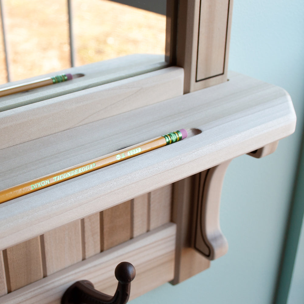 Wall Mirror Shelf &amp; Coat Rack: UNFINISHED
