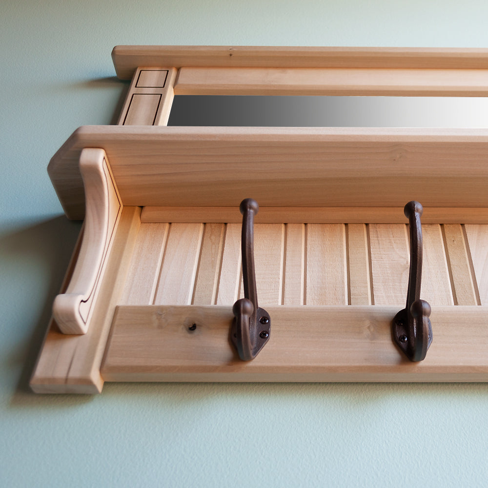 Solid Wood Oak Coat Hooks, Wall Coat Rack With Shelf Entryway