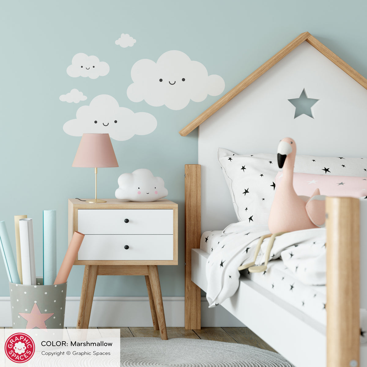 Happy Clouds Fabric Wall Decal