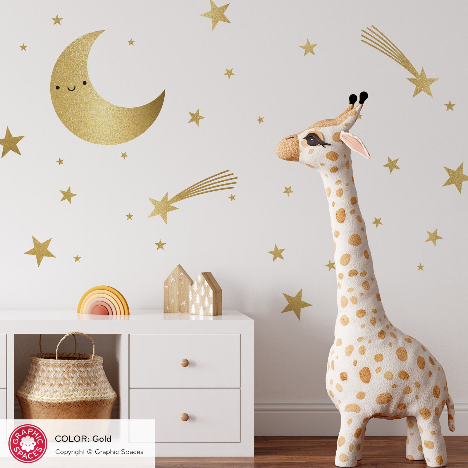 Kids Wall Decal - Happy Moon & Stars - Graphic Spaces