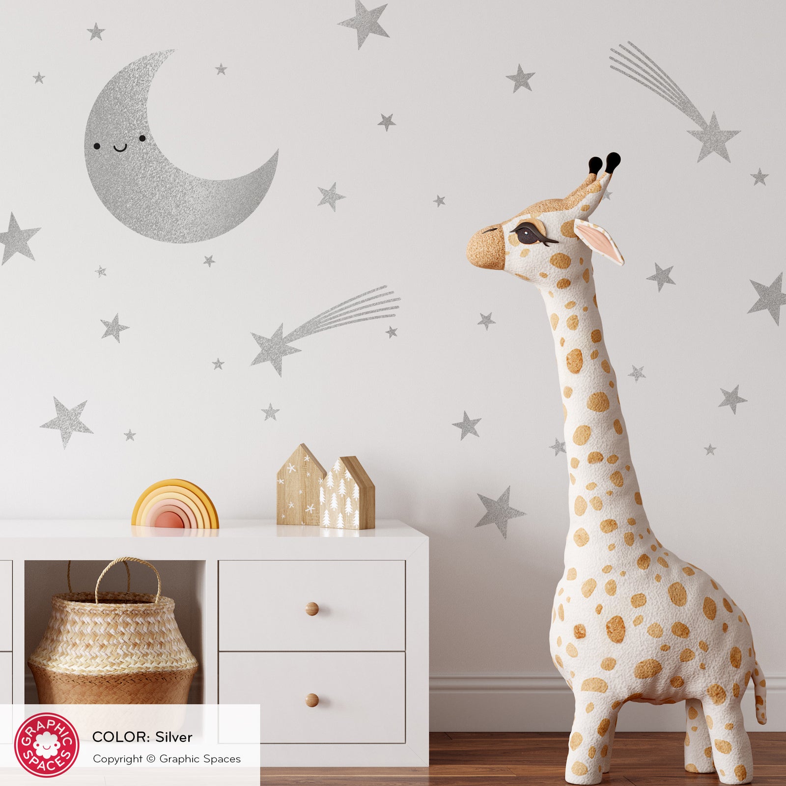 Kids Wall Decal - Happy Moon & Stars - Graphic Spaces