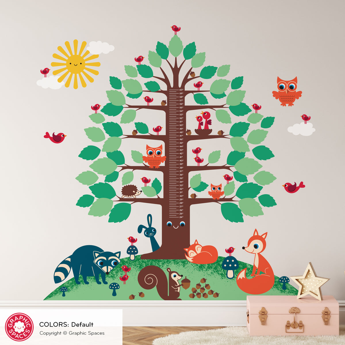 Happy Tree Growth Chart Fabric Wall Decal