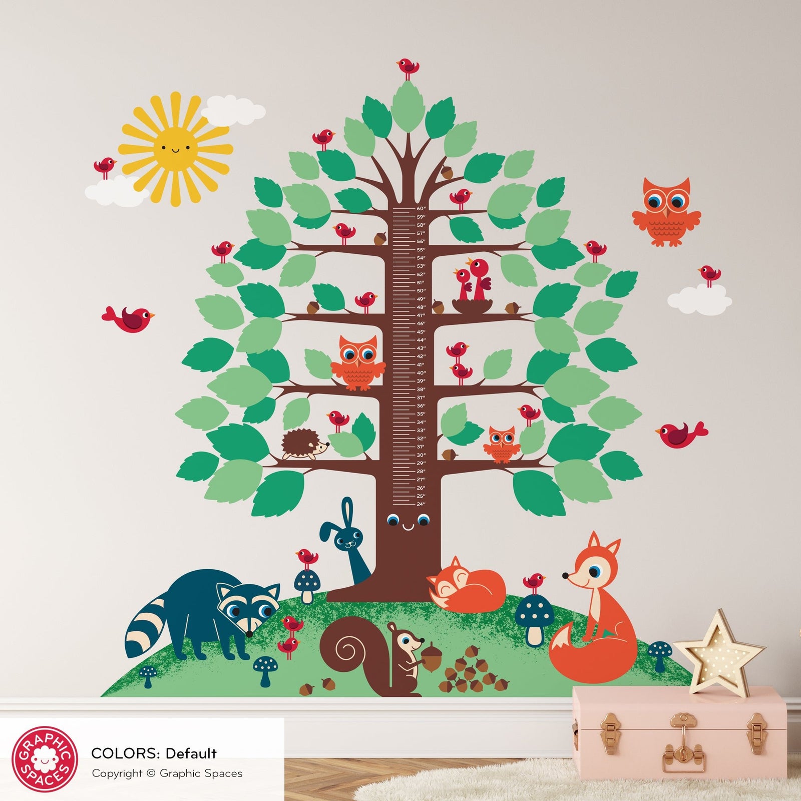 Kids Wall Decal - Happy Tree Growth Chart - Graphic Spaces