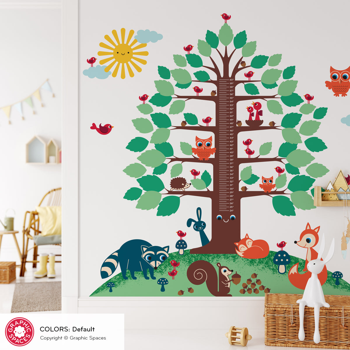 Happy Tree Growth Chart Fabric Wall Decal