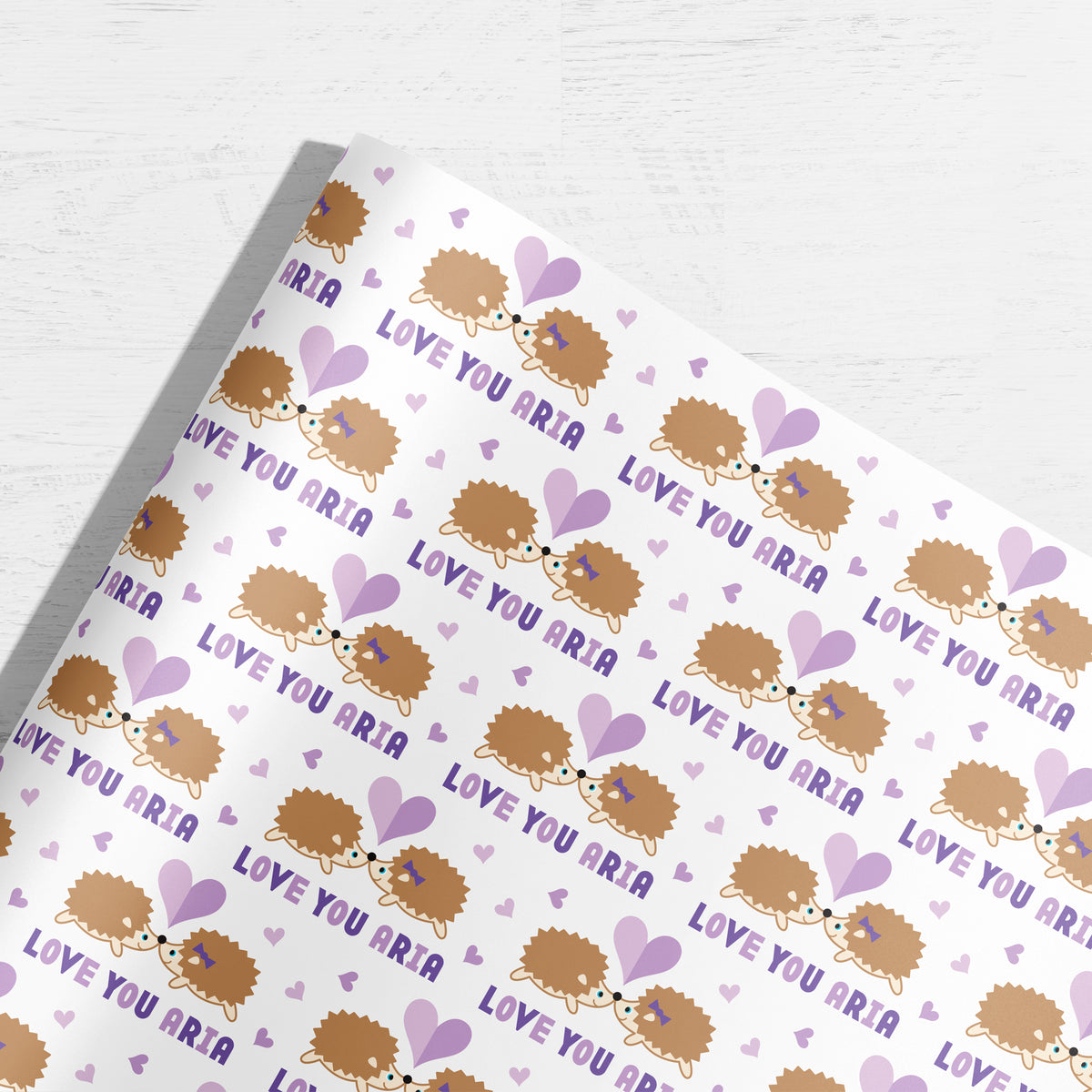 Hedgehog Love Personalized Wrapping Paper