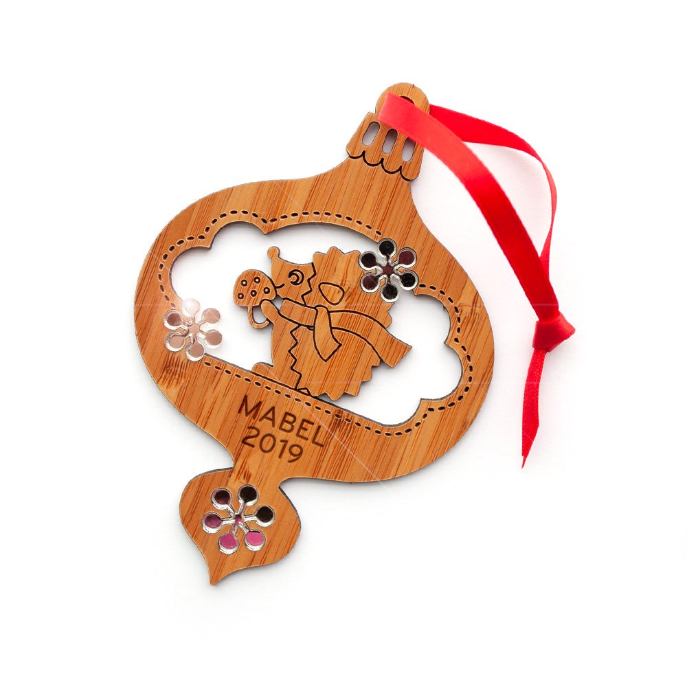 Baby's First Christmas Ornament - Hedgehog (Personalized, Bamboo) - Graphic Spaces