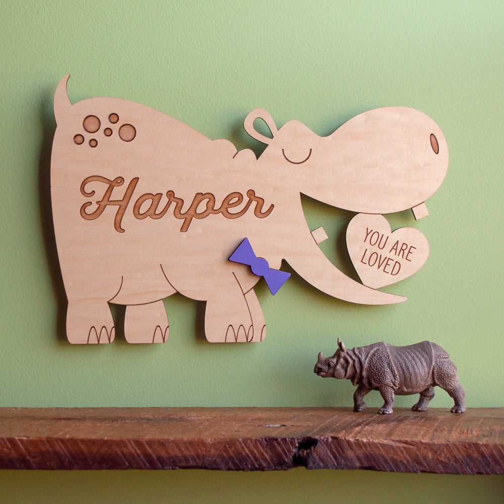 Hippo Wooden Room Sign